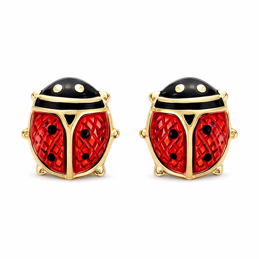 9K Gold Mini Enamel Ladybird Earrings 7812685 3