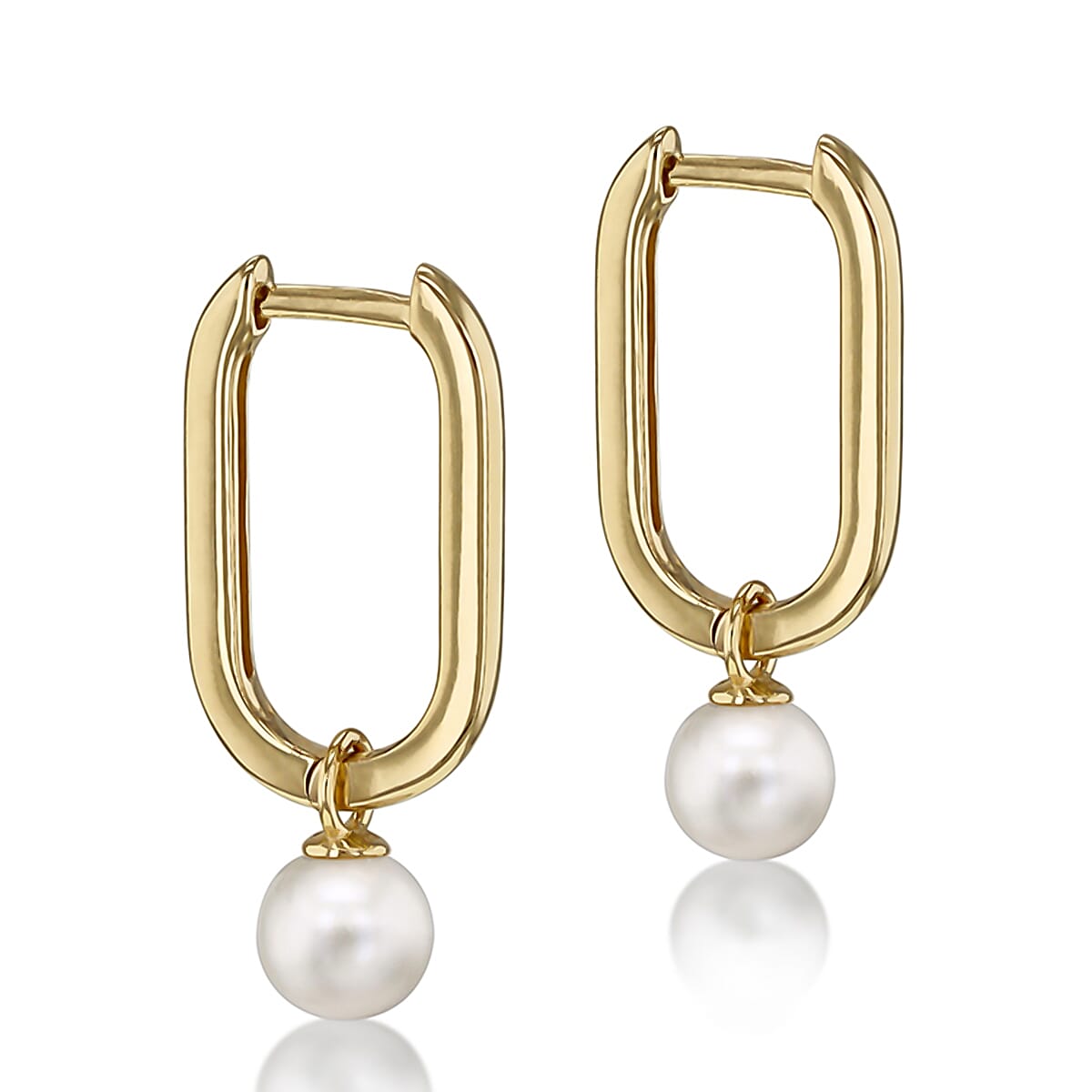 9K Rectangle Drop Hoop Pearl Earrings 7154551 0