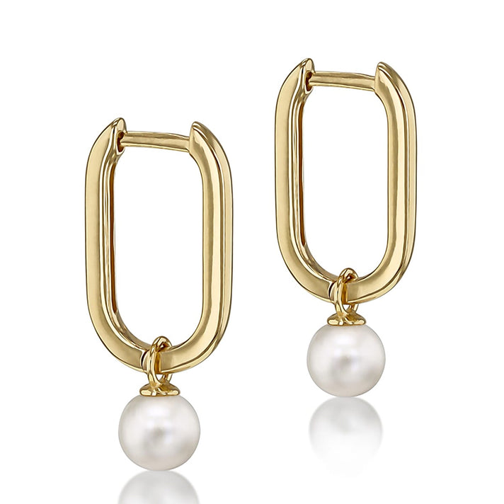 9K Rectangle Drop Hoop Pearl Earrings 7154551 1