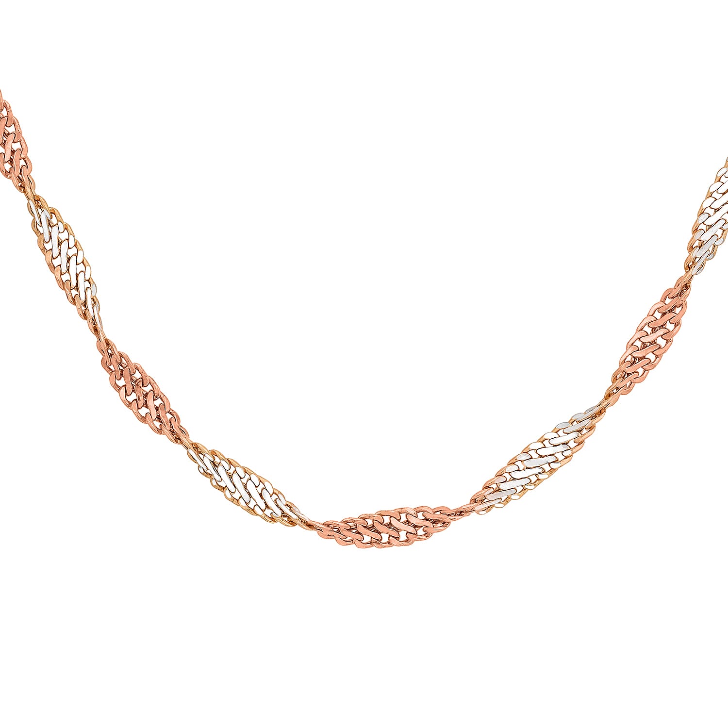 9K Rose And White Gold Twist Curb Chain 18 Inch 7190449 0