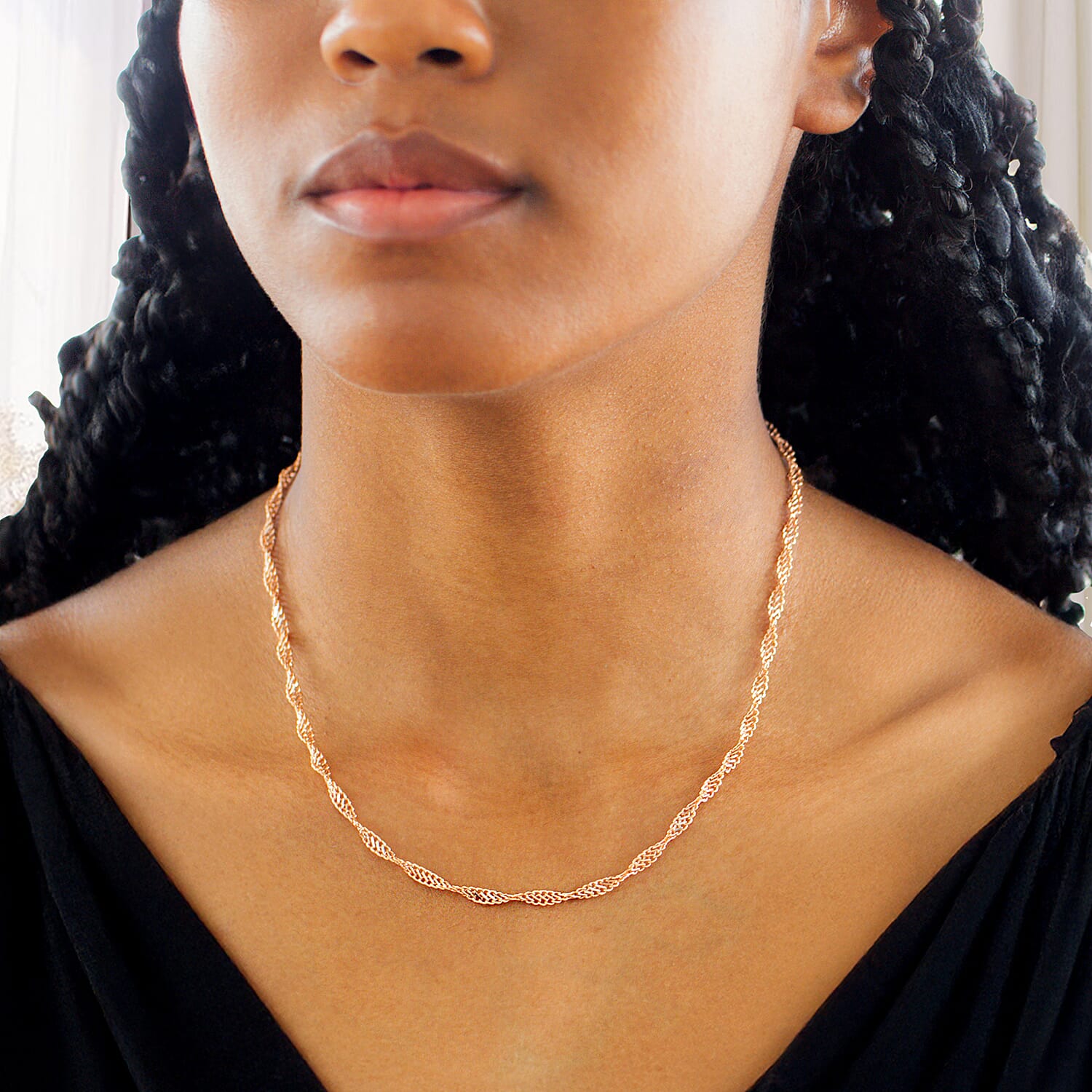 9K Rose And White Gold Twist Curb Chain 18 Inch 7190449 1