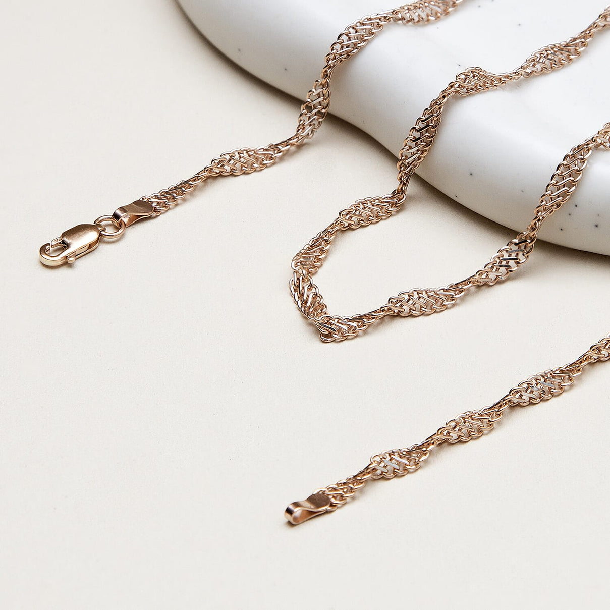 9K Rose And White Gold Twist Curb Chain 18 Inch 7190449 2