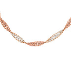 9K Rose And White Gold Twist Curb Chain 18 Inch