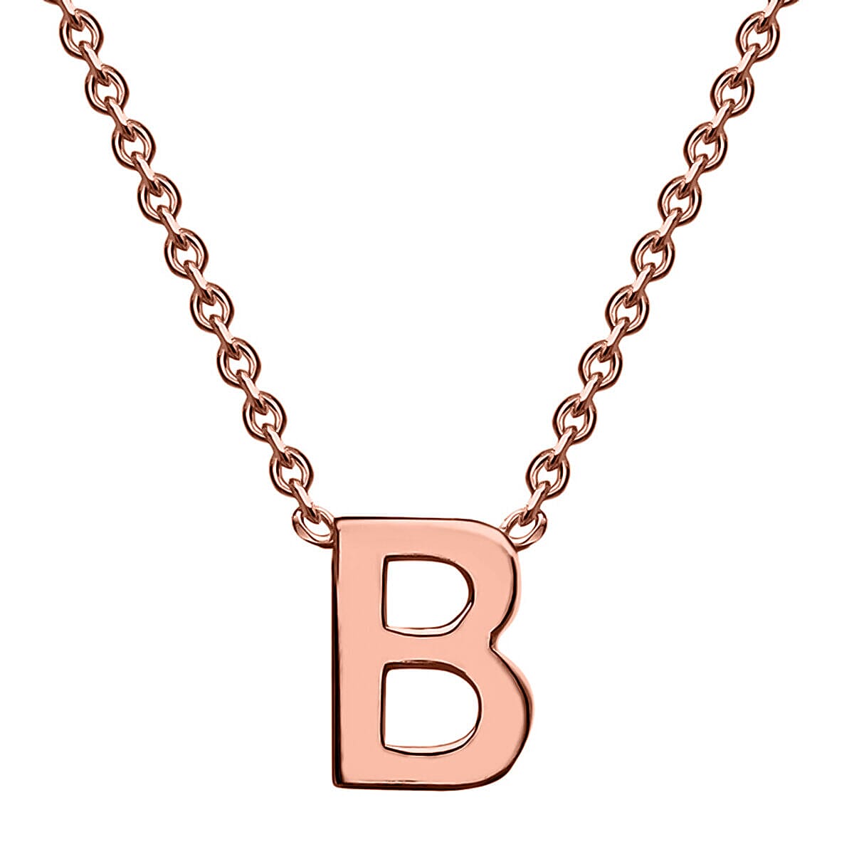 9K Rose Gold 3.5mm x 5mm 'B' Initial Adjustable Necklace 15 - 17 Inch 7251357 0