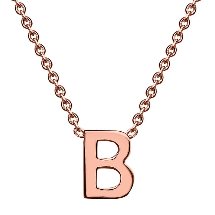 9K Rose Gold 3.5mm x 5mm 'B' Initial Adjustable Necklace 15 - 17 Inch 7251357 1