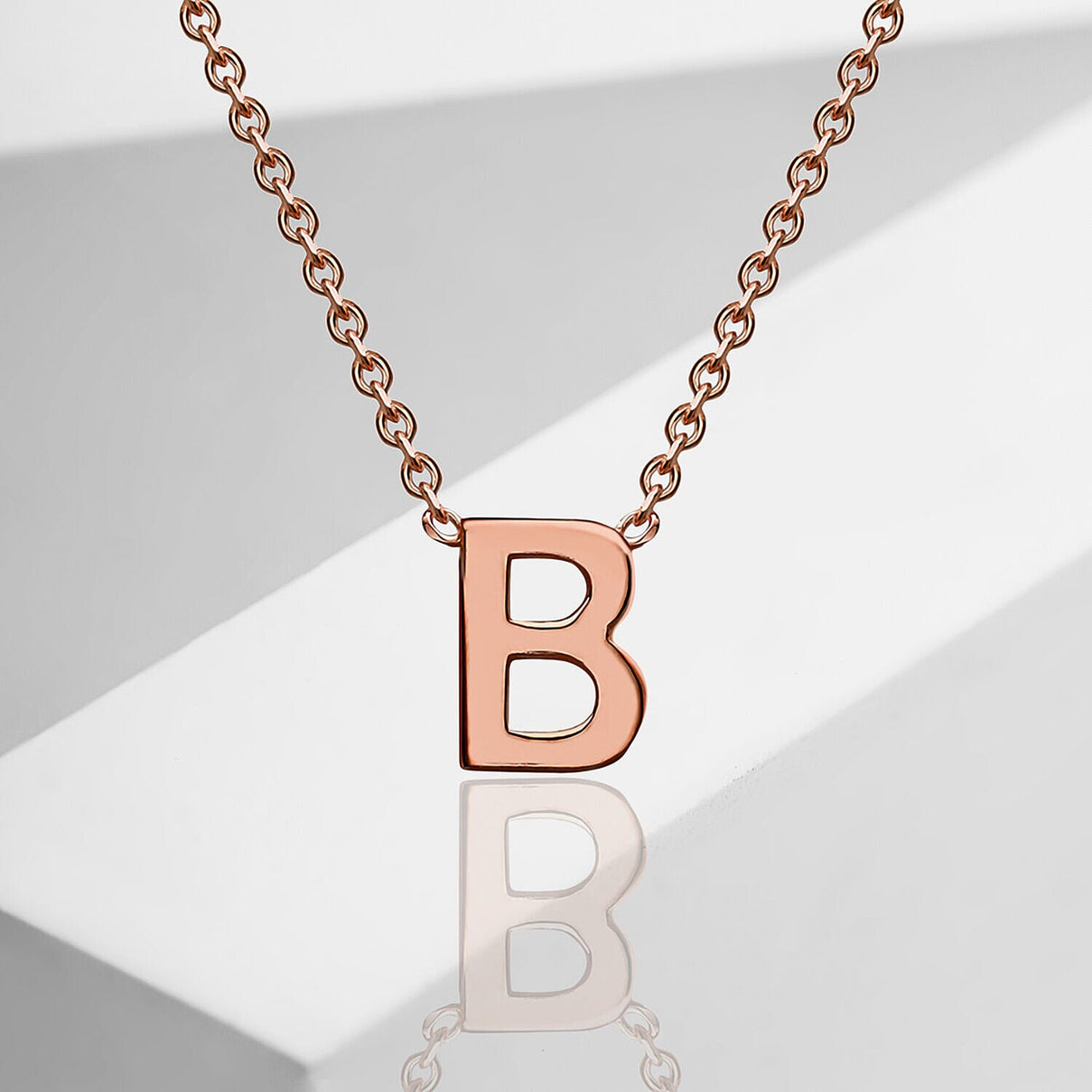 9K Rose Gold 3.5mm x 5mm 'B' Initial Adjustable Necklace 15 - 17 Inch 7251357 1