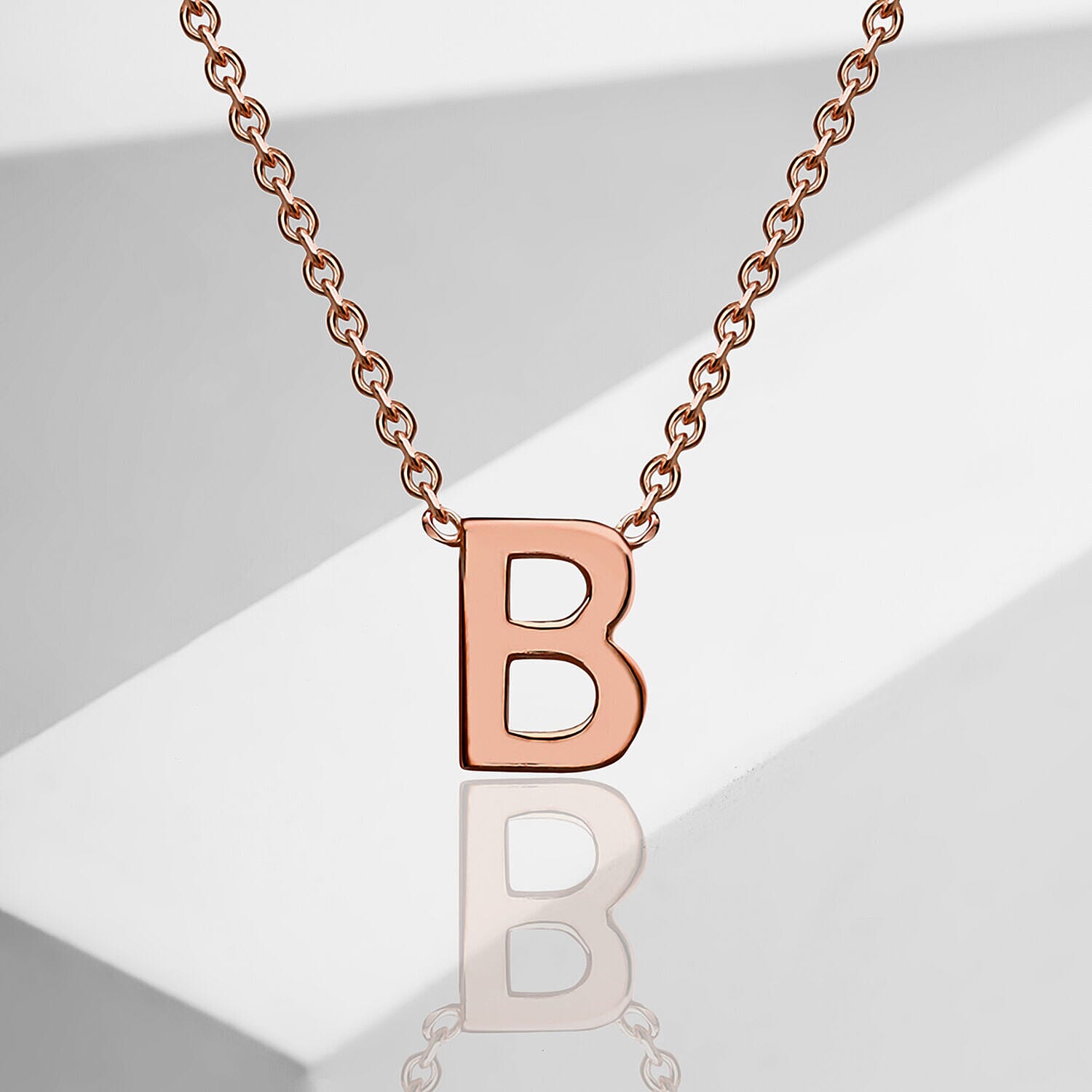 9K Rose Gold 3.5mm x 5mm 'B' Initial Adjustable Necklace 15 - 17 Inch 7251357 1
