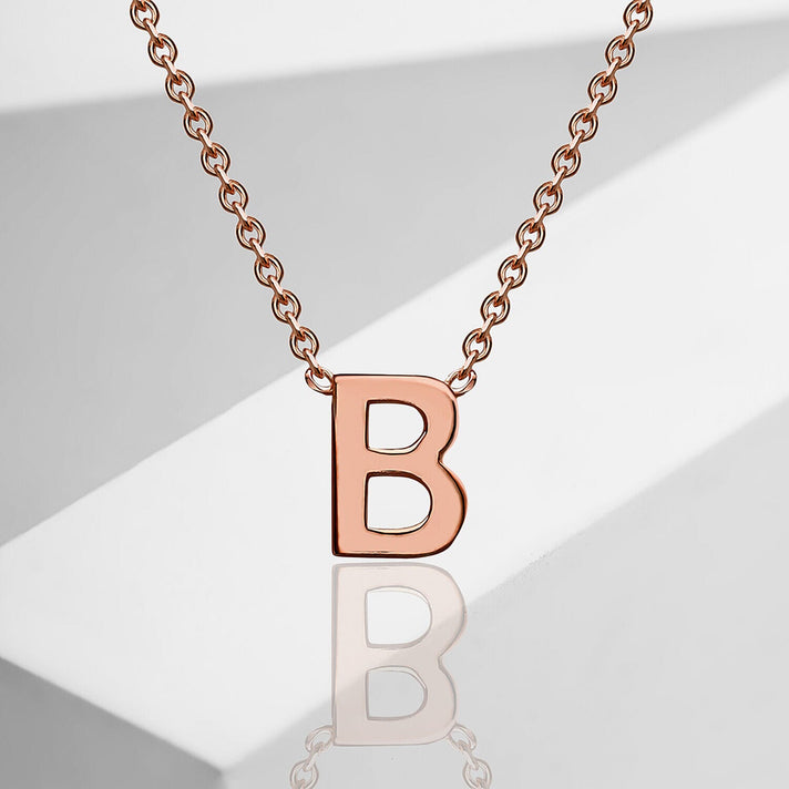 9K Rose Gold 3.5mm x 5mm 'B' Initial Adjustable Necklace 15 - 17 Inch 7251357 2