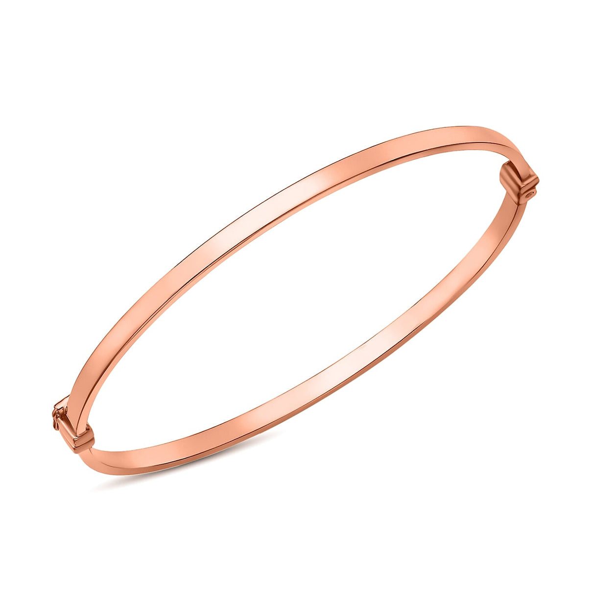 9K Rose Gold 3mm Rectangular Tube Oval Bangle 8895039 0