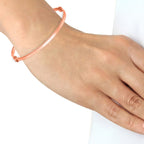 9K Rose Gold 3mm Rectangular Tube Oval Bangle