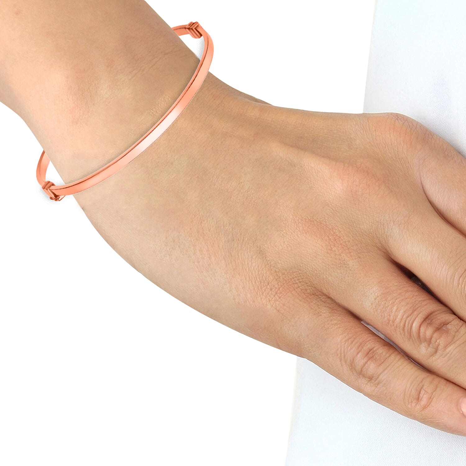 9K Rose Gold 3mm Rectangular Tube Oval Bangle 8895039 2