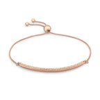 9K Rose Gold 41mm x 3mm Diamond Cut Bar and Box Chain Adjustable Bracelet