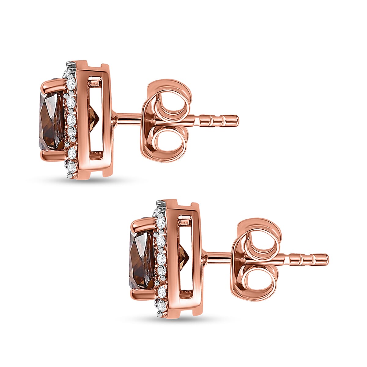 9K Rose Gold Champagne Moissanite &amp; Moissanite Stud Earring 1.69 Ct 7582056 4