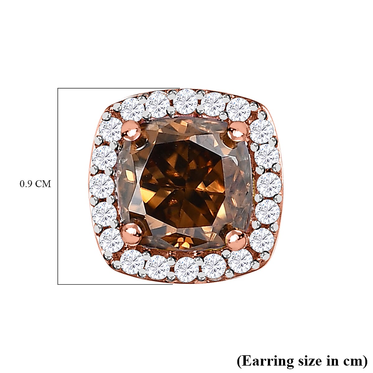 9K Rose Gold Champagne Moissanite &amp; Moissanite Stud Earring 1.69 Ct 7582056 5