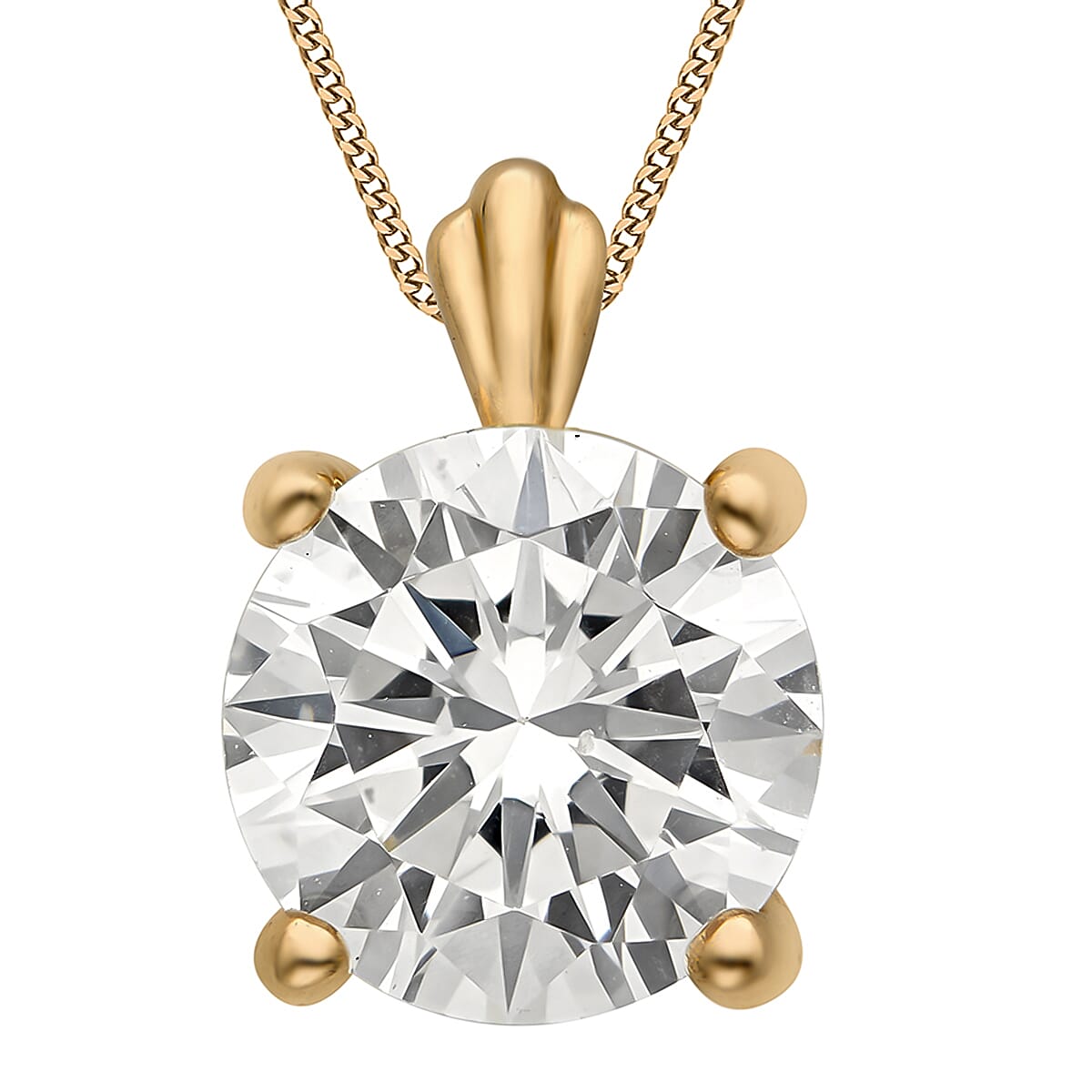 9K Gold 7mm Round Cubic Zirconia Pendant 7752026 0