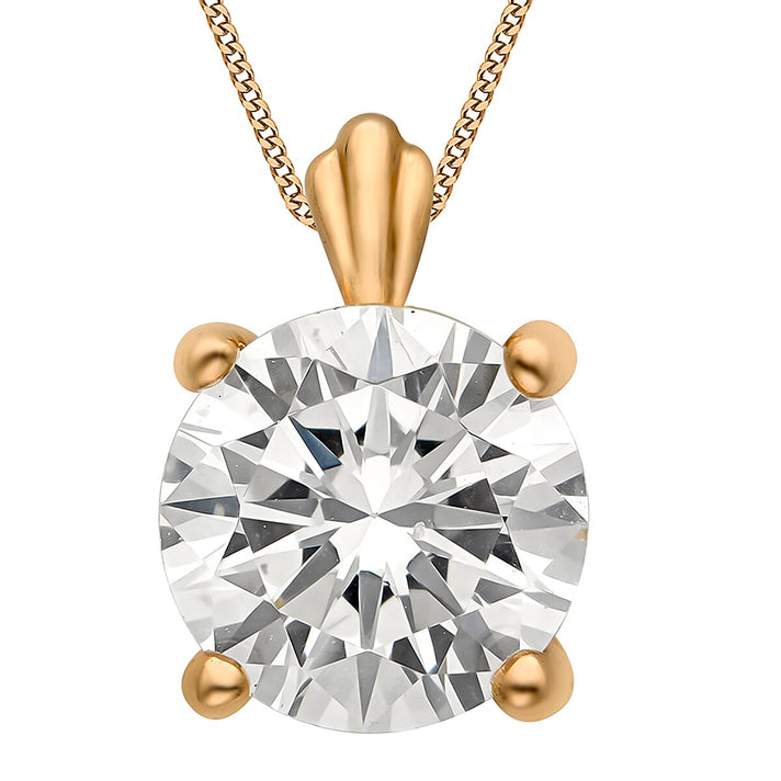 9K Gold 7mm Round Cubic Zirconia Pendant 7752026 1