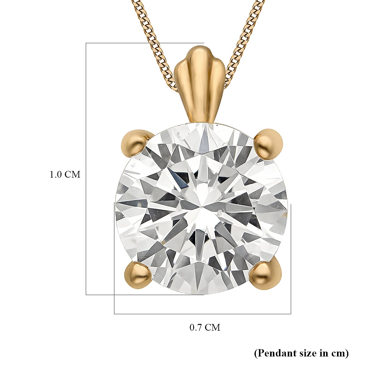 9K Gold 7mm Round Cubic Zirconia Pendant 7752026 1
