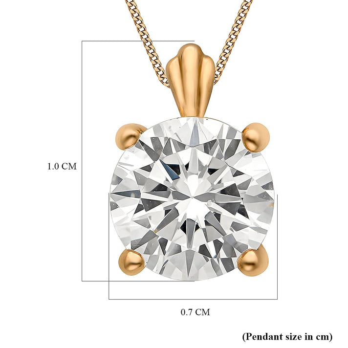 9K Gold 7mm Round Cubic Zirconia Pendant 7752026 2