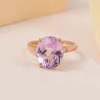 9K Rose Gold Urucum Kunzite and Diamond Ring 6.37 Ct