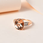 9K Rose Gold Marropino Morganite & Diamond Ring 4.21 Ct