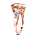 9K Rose Gold Marropino Morganite & Diamond Ring 4.21 Ct