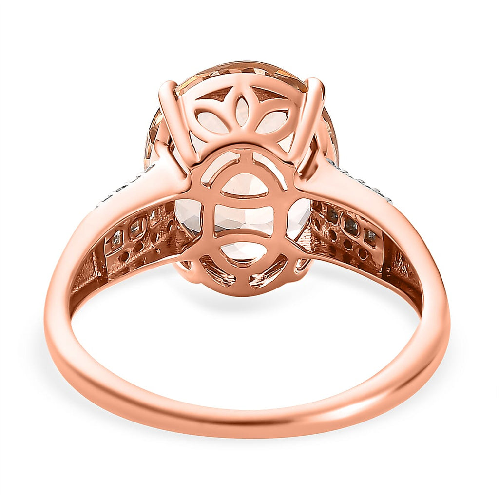 9K Rose Gold Marropino Morganite & Diamond Ring 4.21 Ct