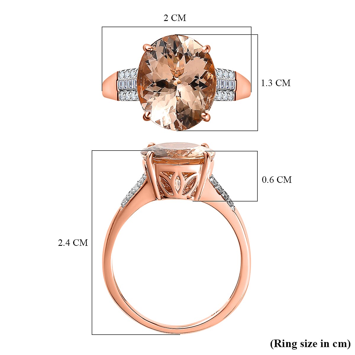 9K Rose Gold AA Marropino Morganite and Diamond Ring 4.21 Ct 7651637 5