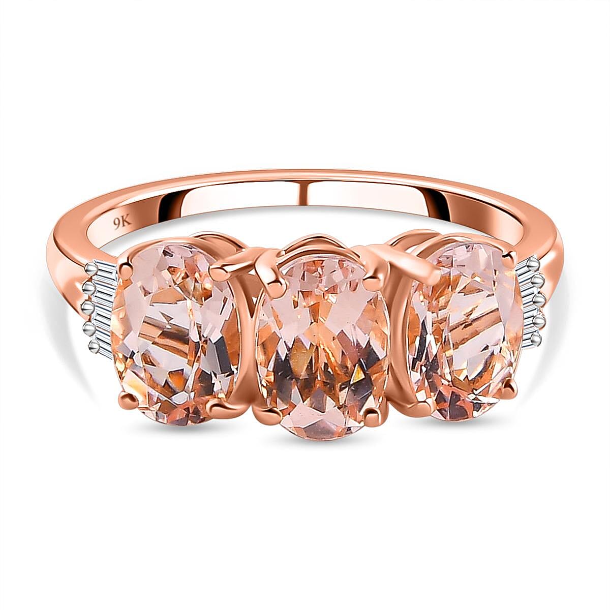 9K Rose Gold Marropino Morganite and Diamond Ring 2.05 Ct. 7159058 0