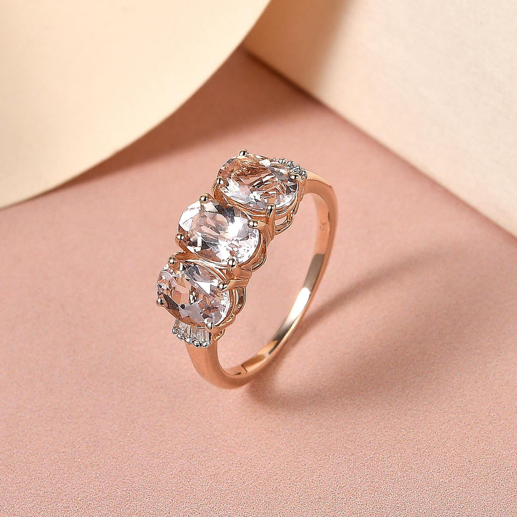 9K Rose Gold Marropino Morganite and Diamond Ring 2.05 Ct.