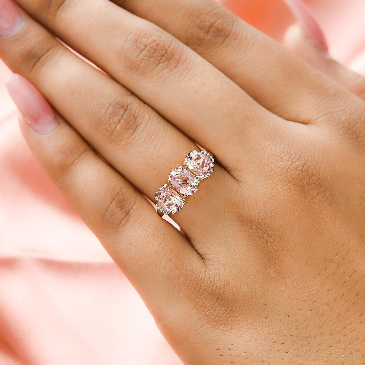 9K Rose Gold Marropino Morganite and Diamond Ring 2.05 Ct. 7159058 2