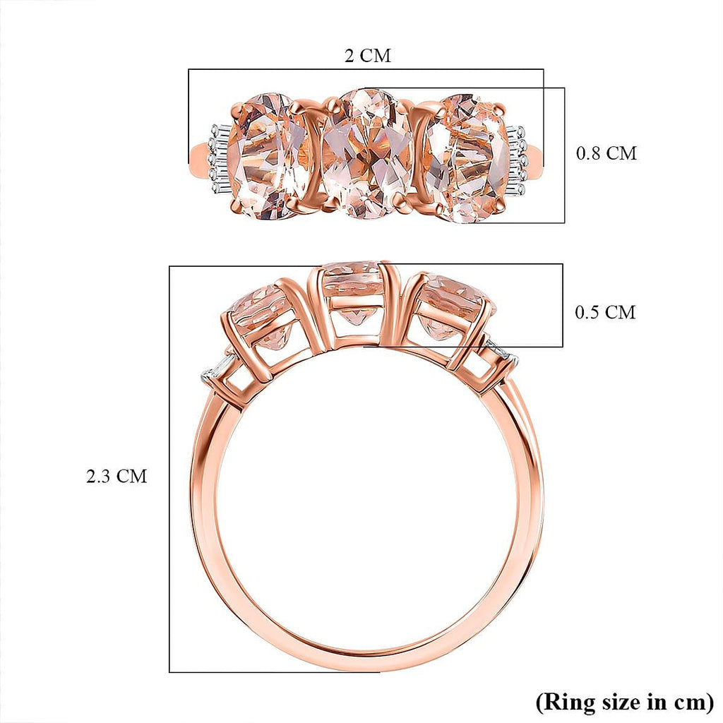 9K Rose Gold Marropino Morganite and Diamond Ring 2.05 Ct.