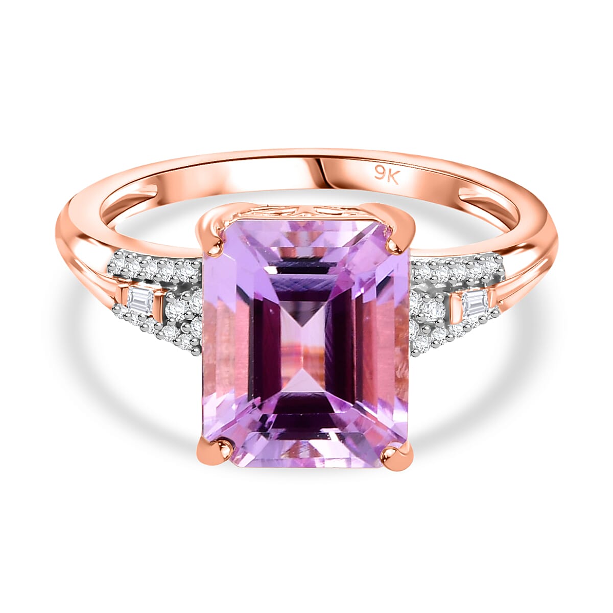 9K Rose Gold AA Martha Rocha Kunzite, White Diamond Ring 5.85 ct. 7899195 0