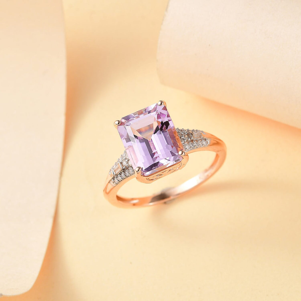 9K Rose Gold AA Martha Rocha Kunzite, White Diamond Ring 5.85 ct. 7899195 1