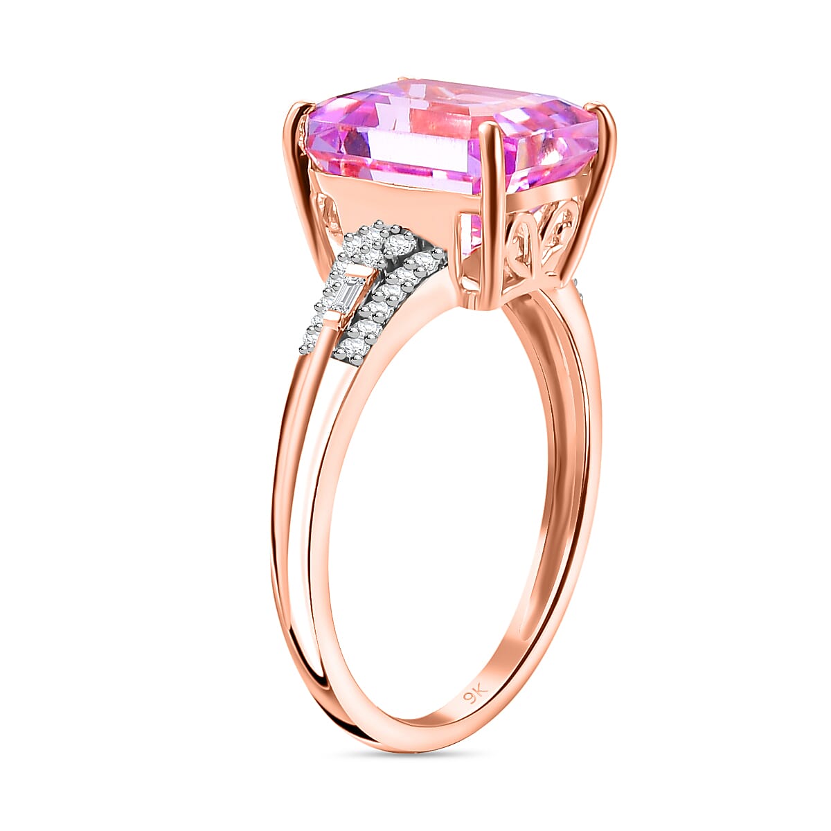 9K Rose Gold AA Martha Rocha Kunzite, White Diamond Ring 5.85 ct. 7899195 3