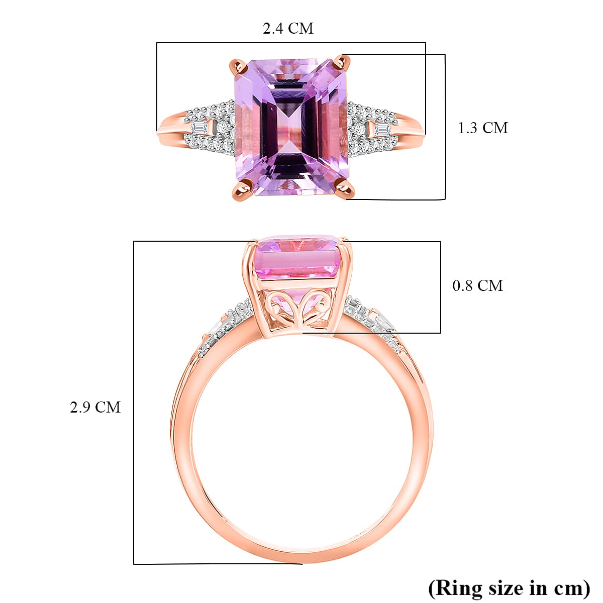 9K Rose Gold AA Martha Rocha Kunzite, White Diamond Ring 5.85 ct. 7899195 5