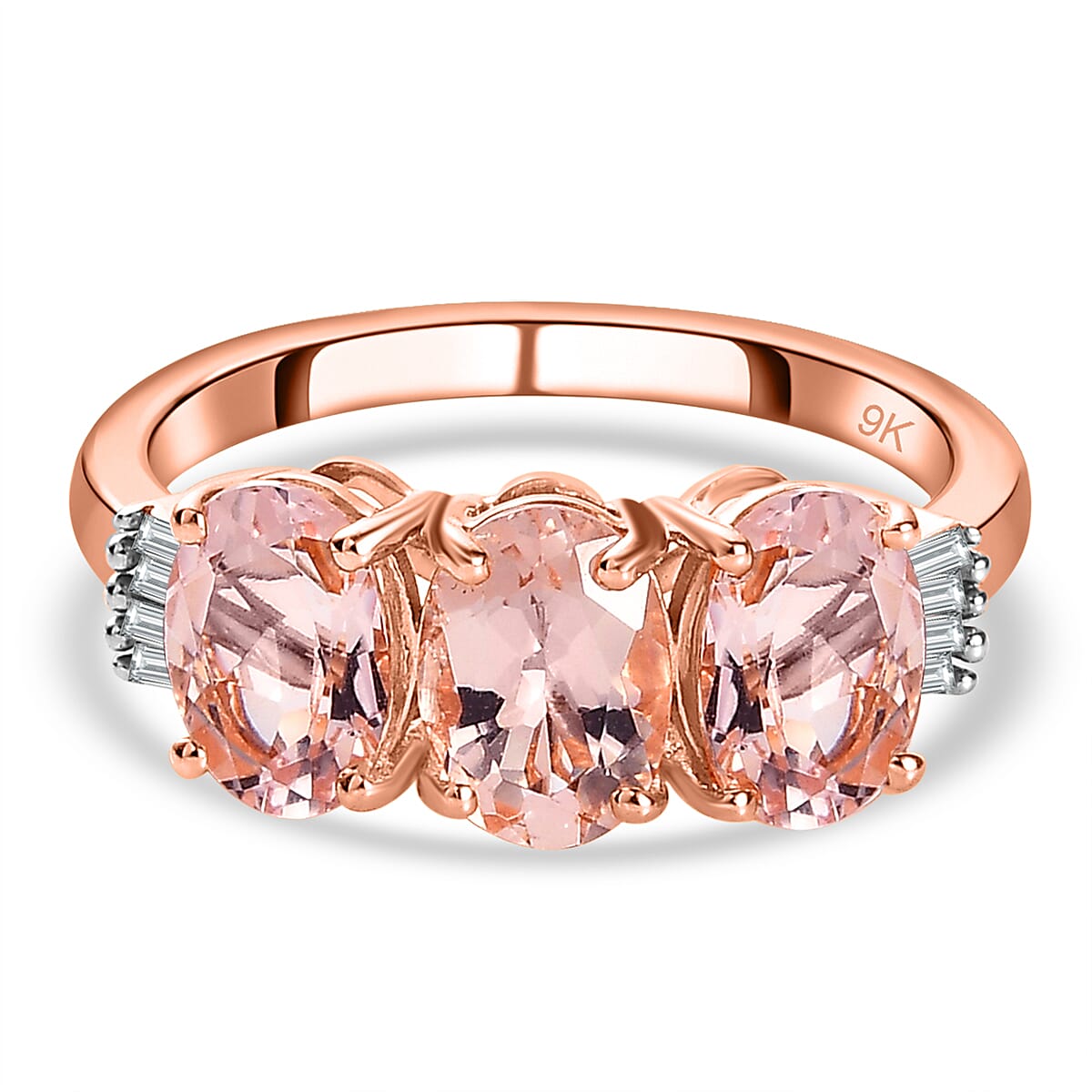 9K Rose Gold Marropino Morganite &amp; Diamond Ring 2.15 Ct 7651617 0