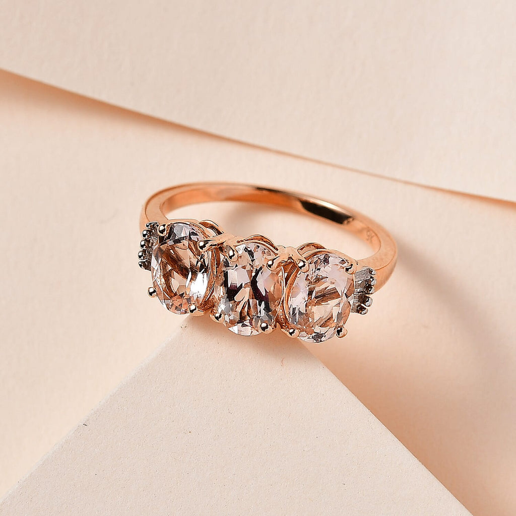 Glenstones Collection - 9K Rose Gold Marropino Morganite & Diamond Ring 2.15 Ct
