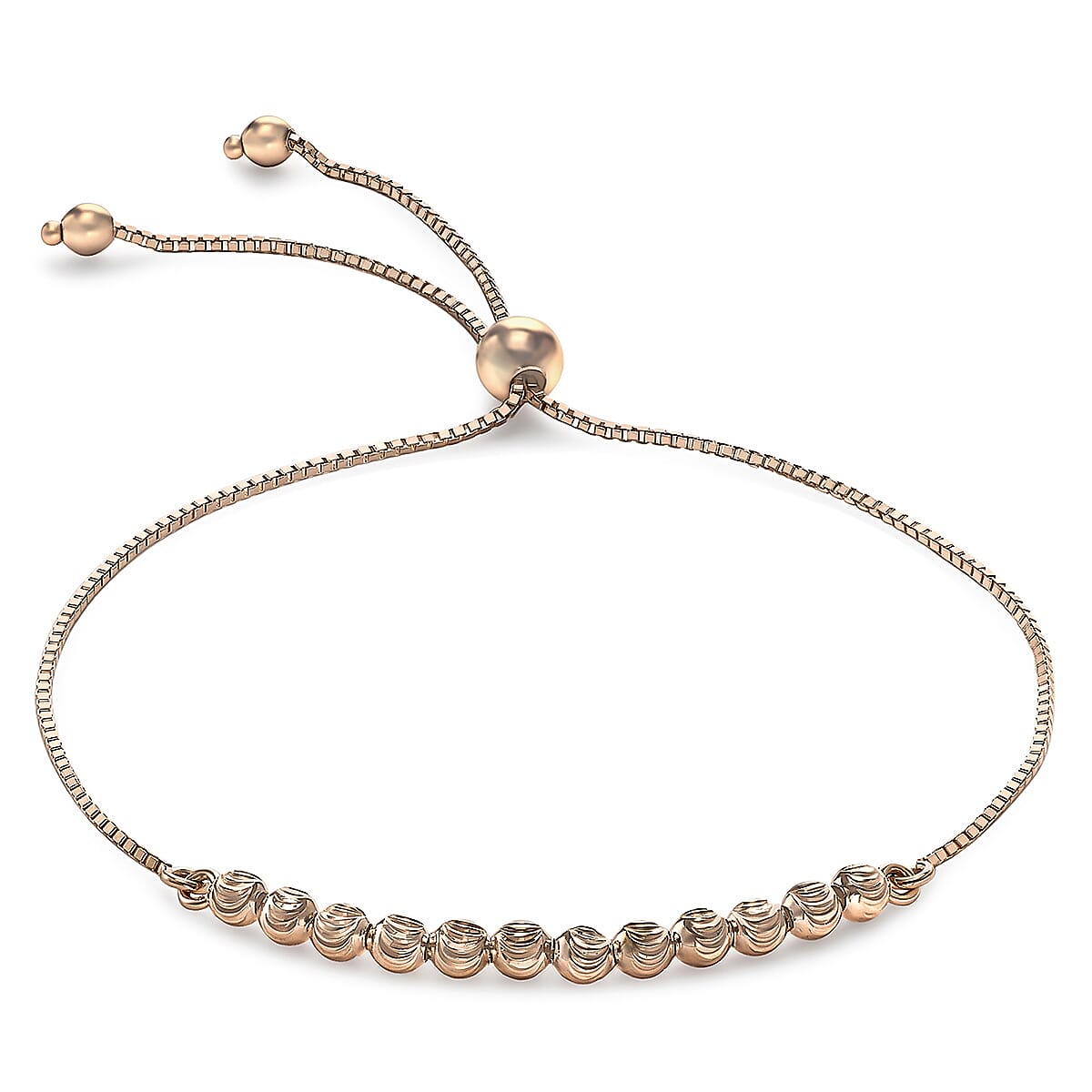 9K Rose Gold Ball and Chain Adjustable Bracelet Maximum 9 Inch 8894691 0