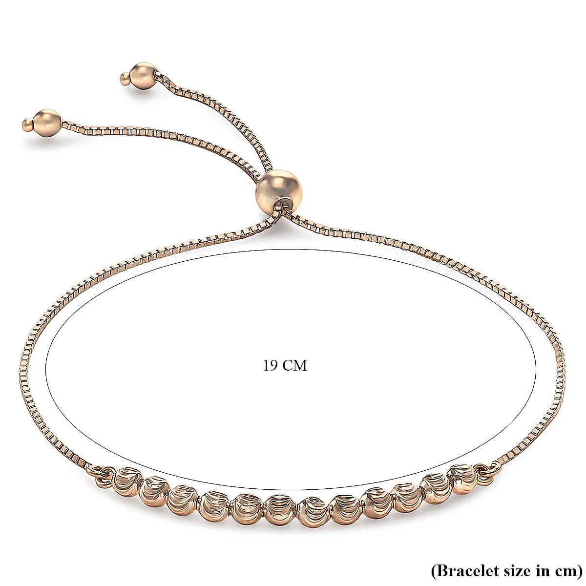 9K Rose Gold Ball and Chain Adjustable Bracelet Maximum 9 Inch 8894691 3