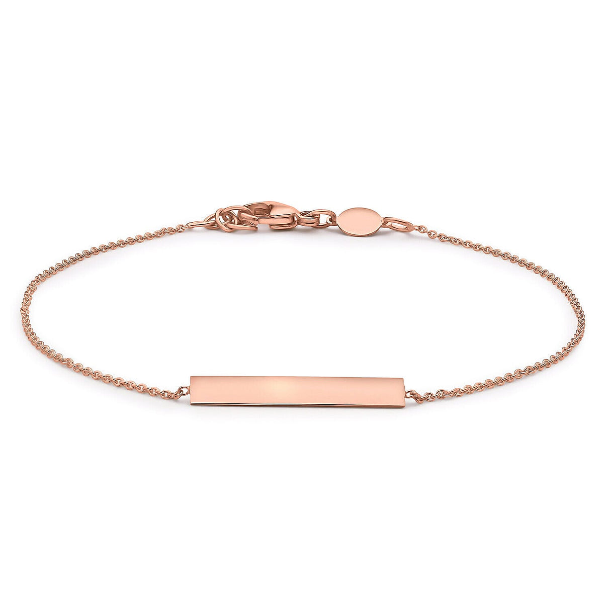 9K Rose Gold 3mm x 20mm Horizontal Bar Adjustable Bracelet 7 Inch to 7.5 Inch 7457268 0