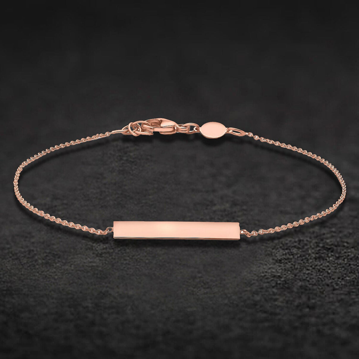 9K Rose Gold 3mm x 20mm Horizontal Bar Adjustable Bracelet 7 Inch to 7.5 Inch 7457268 2