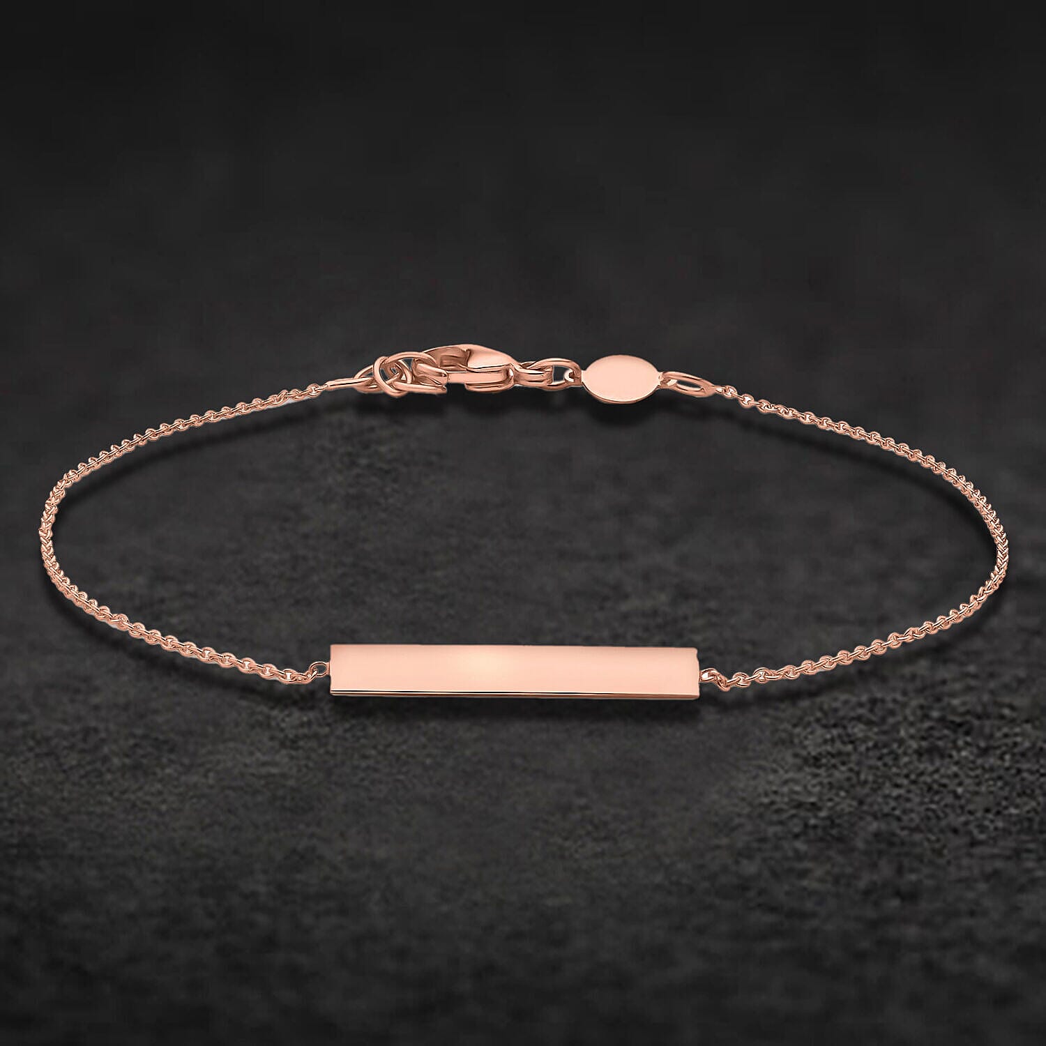 9K Rose Gold 3mm x 20mm Horizontal Bar Adjustable Bracelet 7 Inch to 7.5 Inch 7457268 2