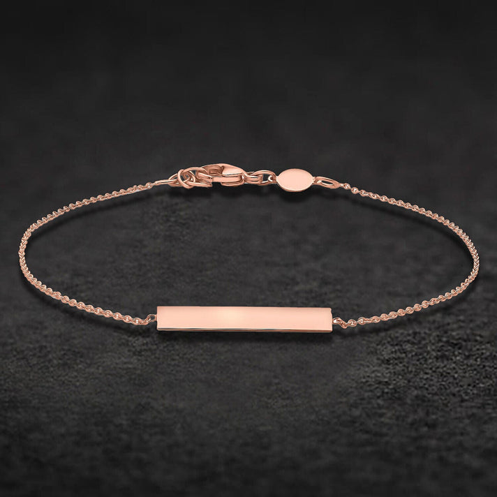 9K Rose Gold 3mm x 20mm Horizontal Bar Adjustable Bracelet 7 Inch to 7.5 Inch 7457268 2