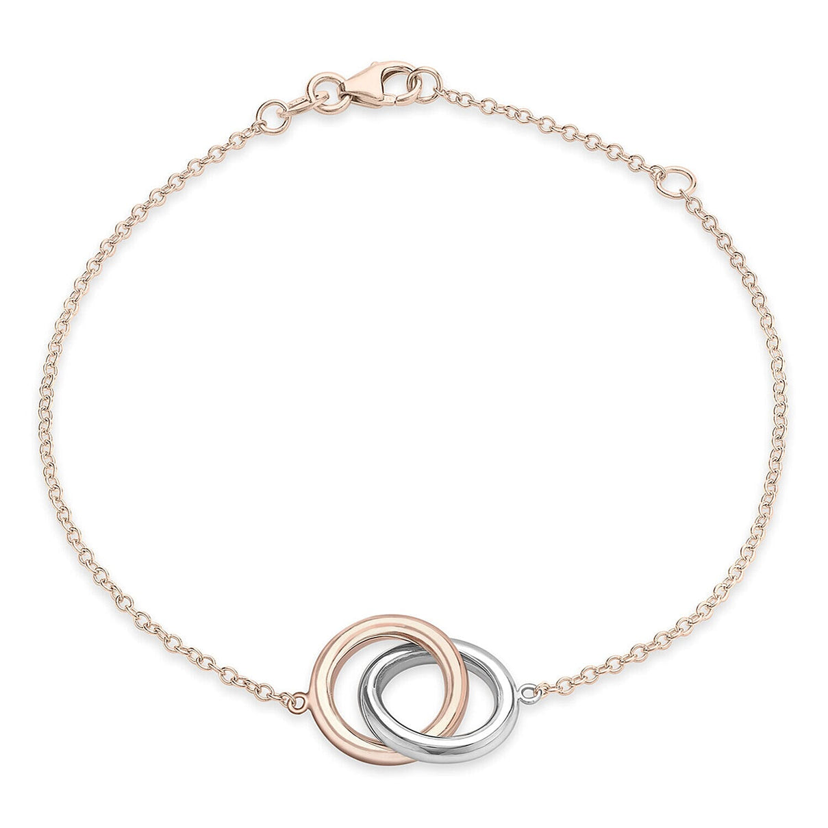 9K Two Colour Gold 11.5mm Interlocked Rings Bracelet 7.5 Inch 7328577 0