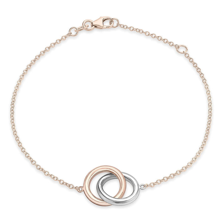 9K Two Colour Gold 11.5mm Interlocked Rings Bracelet 7.5 Inch 7328577 1