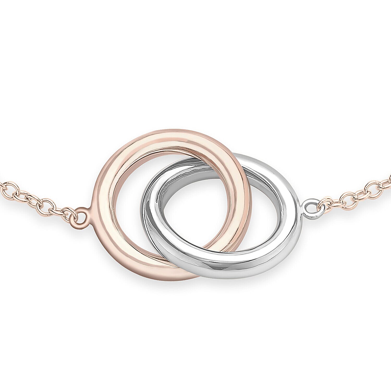 9K Two Colour Gold 11.5mm Interlocked Rings Bracelet 7.5 Inch 7328577 1