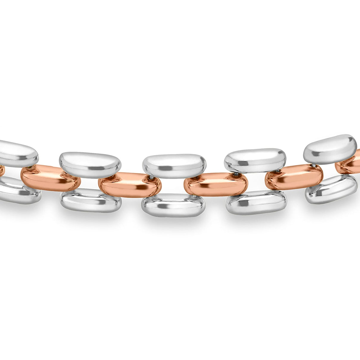 9K Three Tone Gold Open Brick Link Bracelet 7.5 Inch 7328628 1
