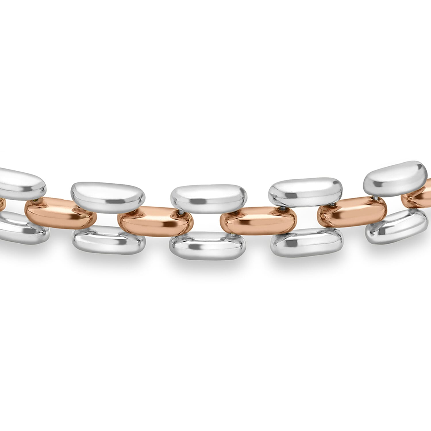 9K Three Tone Gold Open Brick Link Bracelet 7.5 Inch 7328628 1