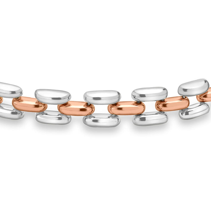 9K Three Tone Gold Open Brick Link Bracelet 7.5 Inch 7328628 2