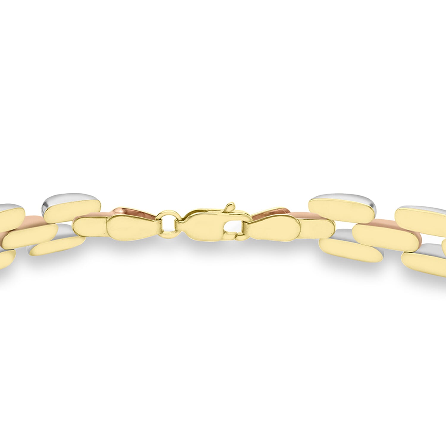 9K Three Tone Gold Open Brick Link Bracelet 7.5 Inch 7328628 2